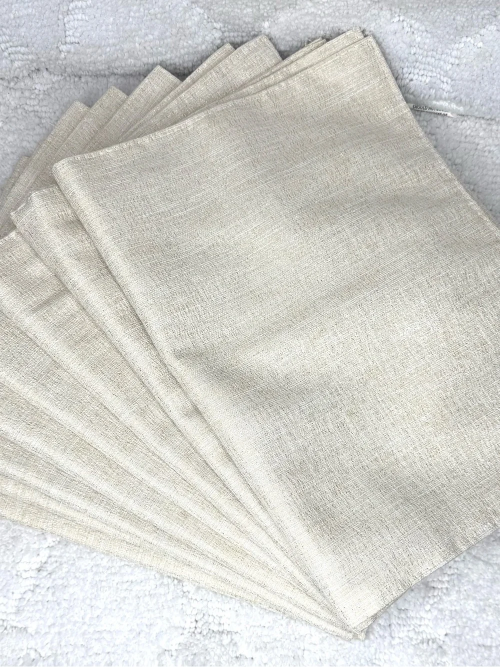 Set of 8 Ivory Gold Metallic Woven Placemats Elegant Table Décor